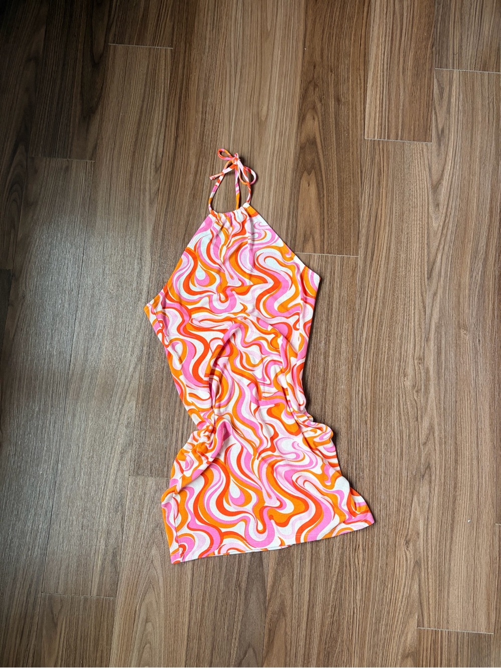 Y2K 70s look Pink & Orange Swirl dress